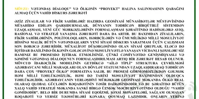 ORXAN MƏMMƏDOVUN ZİYALILARA, GƏNCLƏRƏ VƏ FİKİR SAHİBLƏRİNƏ BİRİNCİ MÜRACİƏTİ